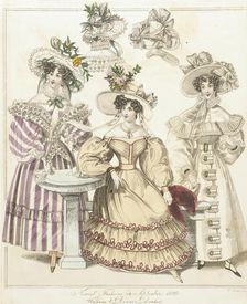 Fashion Plate (Walking & Dinner Dresses), 1829. Creator: Unknown