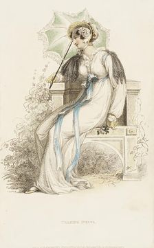 Fashion Plate (Walking Dress), 1812. Creator: Rudolph Ackermann