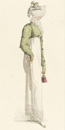 Fashion Plate (Walking Dress), 1814. Creator: Rudolph Ackermann