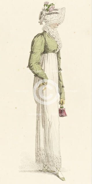 Fashion Plate (Walking Dress), 1814. Creator: Rudolph Ackermann.