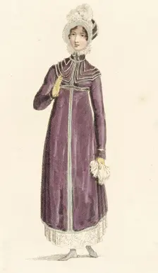 Fashion Plate (Walking Dress), 1814. Creator: Rudolph Ackermann