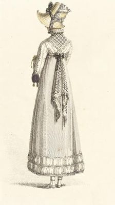 Fashion Plate (Walking Dress), 1814. Creator: Rudolph Ackermann