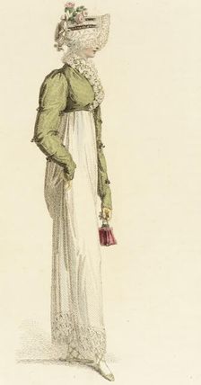 Fashion Plate (Walking Dress), 1814. Creator: Rudolph Ackermann