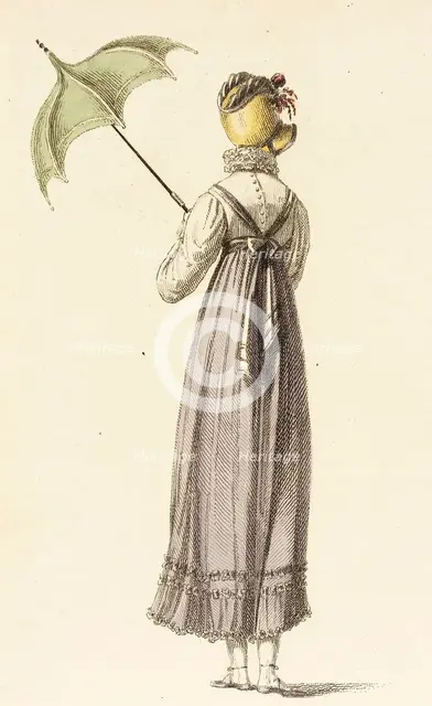 Fashion Plate (Walking Dress), 1814. Creator: Rudolph Ackermann.