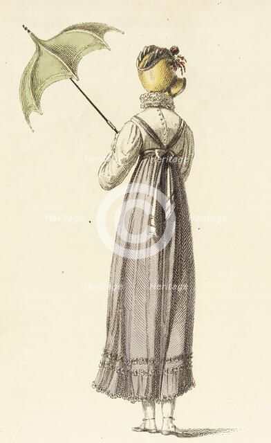 Fashion Plate (Walking Dress), 1814. Creator: Rudolph Ackermann.
