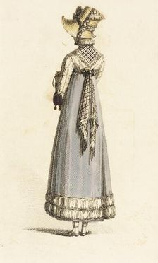 Fashion Plate (Walking Dress), 1814. Creator: Rudolph Ackermann