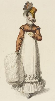 Fashion Plate (Walking Dress), 1817. Creator: Rudolph Ackermann