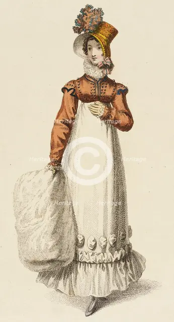 Fashion Plate (Walking Dress), 1817. Creator: Rudolph Ackermann.