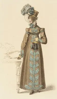 Fashion Plate (Walking Dress), 1818. Creator: Rudolph Ackermann
