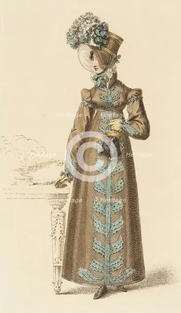 Fashion Plate (Walking Dress), 1818. Creator: Rudolph Ackermann.