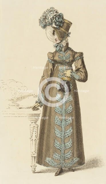Fashion Plate (Walking Dress), 1818. Creator: Rudolph Ackermann.