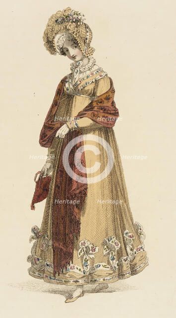 Fashion Plate (Walking Dress), 1818. Creator: Rudolph Ackermann.