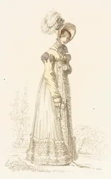 Fashion Plate (Walking Dress), 1818. Creator: Rudolph Ackermann