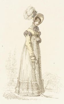 Fashion Plate (Walking Dress), 1818. Creator: Rudolph Ackermann