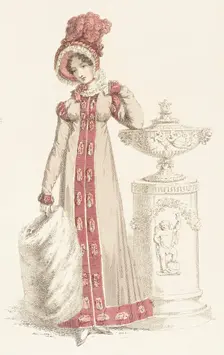 Fashion Plate (Walking Dress), 1819. Creator: Rudolph Ackermann