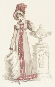 Fashion Plate (Walking Dress), 1819. Creator: Rudolph Ackermann