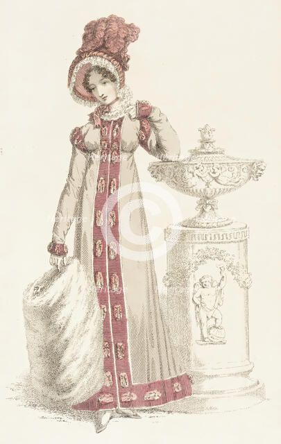Fashion Plate (Walking Dress), 1819. Creator: Rudolph Ackermann.