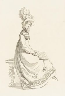 Fashion Plate (Walking Dress), 1819. Creator: Rudolph Ackermann