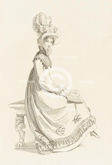 Fashion Plate (Walking Dress), 1819. Creator: Rudolph Ackermann.