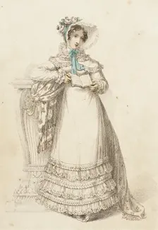 Fashion Plate (Walking Dress), 1820. Creator: Rudolph Ackermann