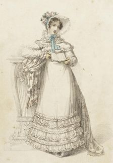 Fashion Plate (Walking Dress), 1820. Creator: Rudolph Ackermann