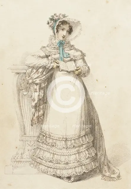 Fashion Plate (Walking Dress), 1820. Creator: Rudolph Ackermann.
