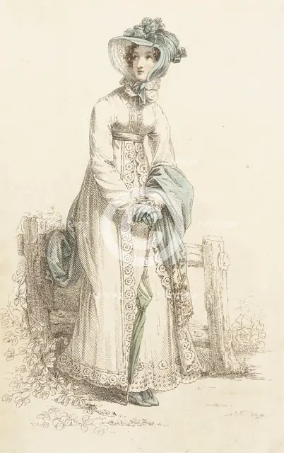 Fashion Plate (Walking Dress), 1820. Creator: Rudolph Ackermann.