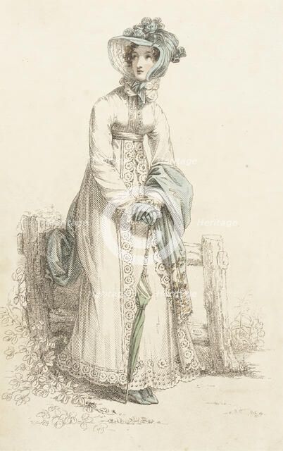 Fashion Plate (Walking Dress), 1820. Creator: Rudolph Ackermann.