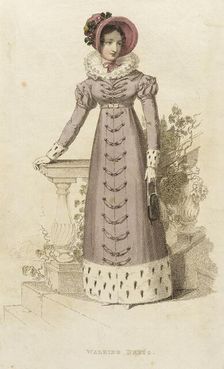 Fashion Plate (Walking Dress), 1822. Creator: Rudolph Ackermann