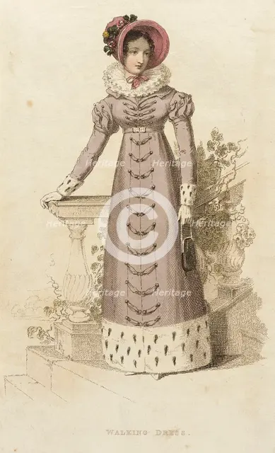 Fashion Plate (Walking Dress), 1822. Creator: Rudolph Ackermann.