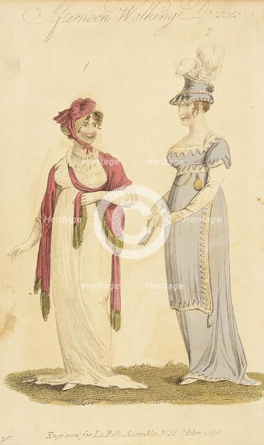 Fashion Plate (Afternoon Walking Dresses), 1808. Creator: John Bell.