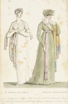 Fashion Plate (An Evening Ball Dress - A Parisian Winter Dress), 1807. Creator: John Bell
