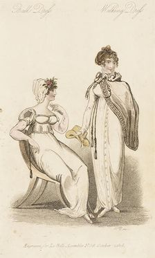 Fashion Plate (Ball Dress - Walking Dress), 1808. Creator: John Bell