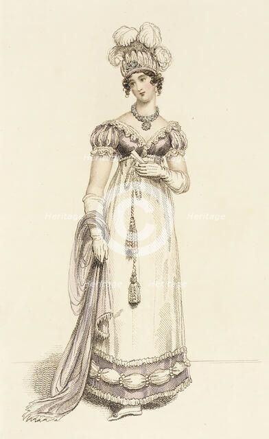 Fashion Plate (Baronial Helmet & Arundel Fete Dress), 1815. Creator: John Bell.