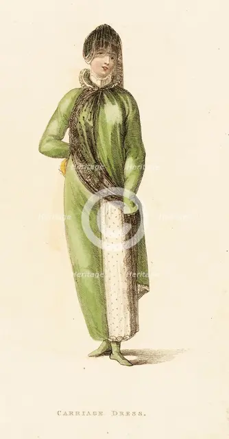 Fashion Plate (Carriage Dress), 1811. Creator: Rudolph Ackermann.