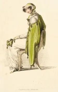 Fashion Plate (Carriage Dress), 1813. Creator: Rudolph Ackermann