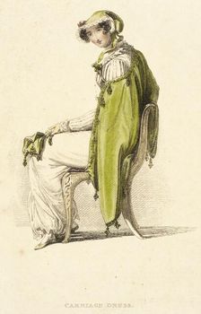 Fashion Plate (Carriage Dress), 1813. Creator: Rudolph Ackermann