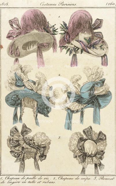 Fashion Plate (Costumes Parisiens), 1828. Creator: Unknown.