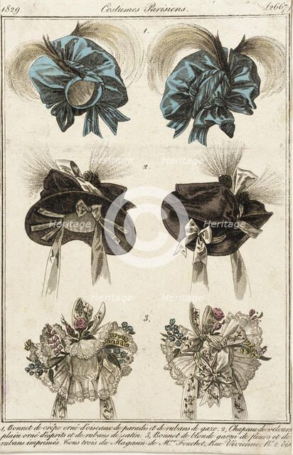 Fashion Plate (Costumes Parisiens), 1829. Creator: Unknown.