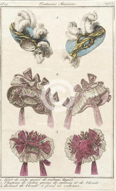 Fashion Plate (Costumes Parisiens), 1829. Creator: Unknown.
