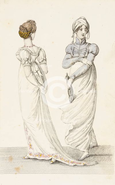 Fashion Plate (Cossack Spencer Parisian Full Dress), 1807. Creator: John Bell.