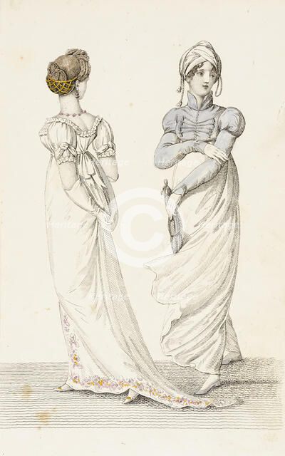 Fashion Plate (Cossack Spencer Parisian Full Dress), 1807. Creator: John Bell.