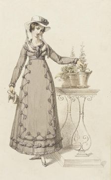 Fashion Plate (Cottage Dress), 1820. Creator: Rudolph Ackermann