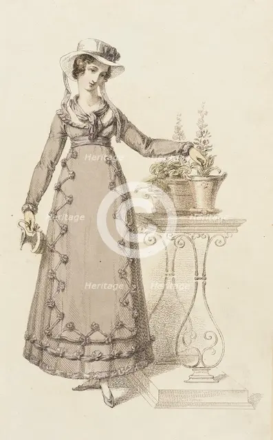 Fashion Plate (Cottage Dress), 1820. Creator: Rudolph Ackermann.