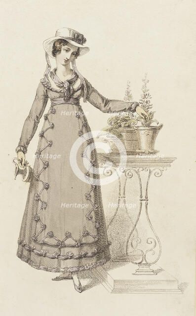 Fashion Plate (Cottage Dress), 1820. Creator: Rudolph Ackermann.