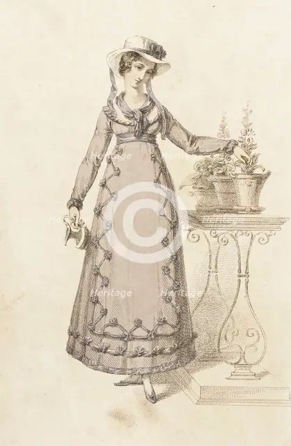 Fashion Plate (Cottage Dress), 1820. Creator: Rudolph Ackermann.
