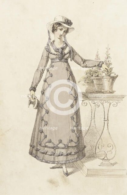 Fashion Plate (Cottage Dress), 1820. Creator: Rudolph Ackermann.