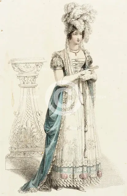 Fashion Plate (Court Dress), 1820. Creator: Rudolph Ackermann.
