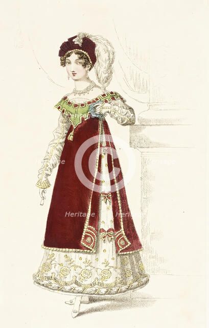 Fashion Plate (Danish Fancy Dress Worn at the Prince Regents Fête), 1819. Creator: John Bell.