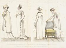 Fashion Plate (English Fashions in Novr, 1806 - Parisian Fashions in Novr, 1806), 1806. Creator: John Bell
